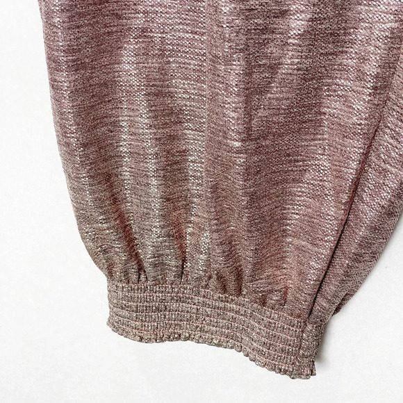 Athropologie Rose Gold Metallic Shimmer Harem Jogger 3X Pull On Pants Pockets - Picture 5 of 8